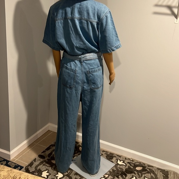 Women's Denim Cargo Jumpsuit - Universal Thread™ Medium Wash, wide legs - Picture 5 of 14
